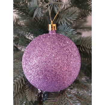 Новогодний шар "Блестки" Ø100мм сиреневый, цена за набор 3шт